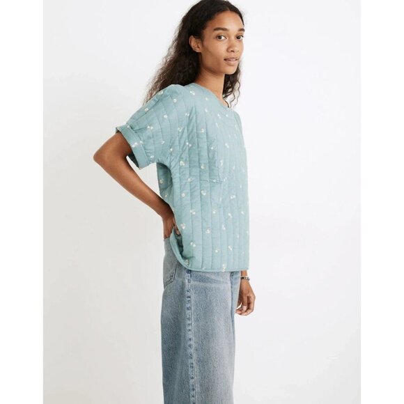 Madewell Quilted Button Shoulder Top in Amie Floral summer breeze S A000564 - Picture 3 of 12